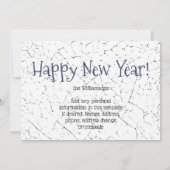 Nieuwjaar Blauw Wit Konijn Delft Dedham Datum Feestdagenkaart (Achterkant)