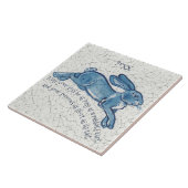 Nieuwjaar blauwe witte bunny Rabbit Delft Dedham D Tegeltje (Zijkant)