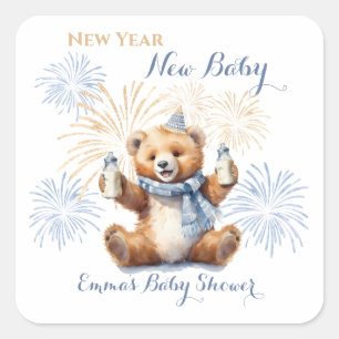 Nieuwjaar Blue Boy Baby shower Sticker