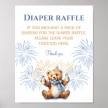 Nieuwjaar Boy Beer Baby shower Luier Raffle Sign