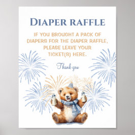 Nieuwjaar Boy Beer Baby shower Luier Raffle Sign Poster