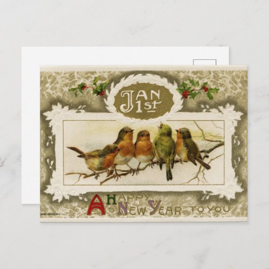  nieuwjaar Briefkaart (Voorkant / Achterkant)