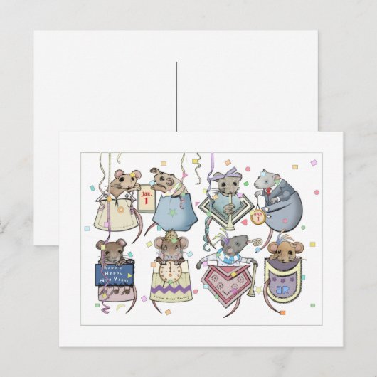 Nieuwjaar Briefkaart Pocket Mice (Voorkant / Achterkant)