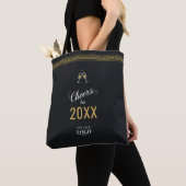 Nieuwjaar Business Logo Modern Gold Greek Meander Tote Bag (Dichtbij)