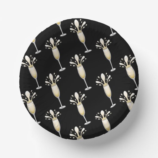 Nieuwjaar Champagne Fluit Glas Papieren Kommen (Voorkant)