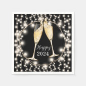 Nieuwjaar Champagne glazen String Lights 2024 Servet (Voorkant)