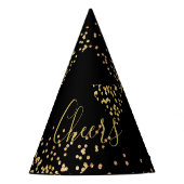 Nieuwjaar Champagne Gold Bubbles Fun Black Feesthoedjes (Voorkant)