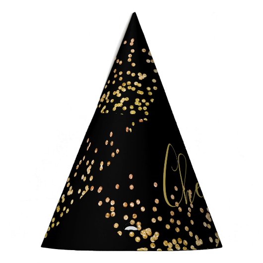 Nieuwjaar Champagne Gold Bubbles Fun Black Feesthoedjes (Links)