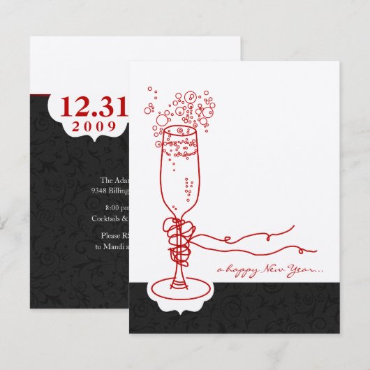 Nieuwjaar Champagne Kaart (Voorkant / Achterkant)