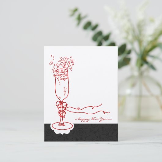 Nieuwjaar Champagne Kaart (Staand voorkant)