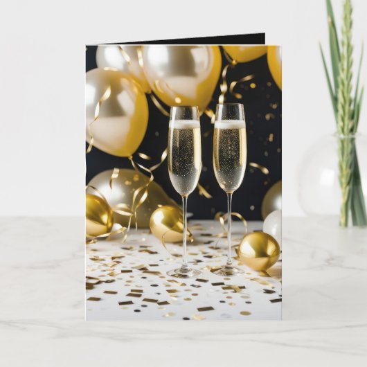 Nieuwjaar Champagne Kaart (Voorkant)