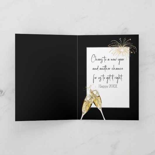 Nieuwjaar Champagne Kaart (Binnen)