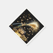 Nieuwjaar champagne met middernachtklok servet (Hoek)