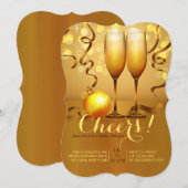 Nieuwjaar Champagne Toast uitnodiging (Voorkant / Achterkant)