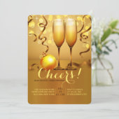 Nieuwjaar Champagne Toast uitnodiging (Staand voorkant)