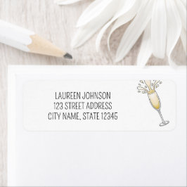 Nieuwjaar champagneglas etiket