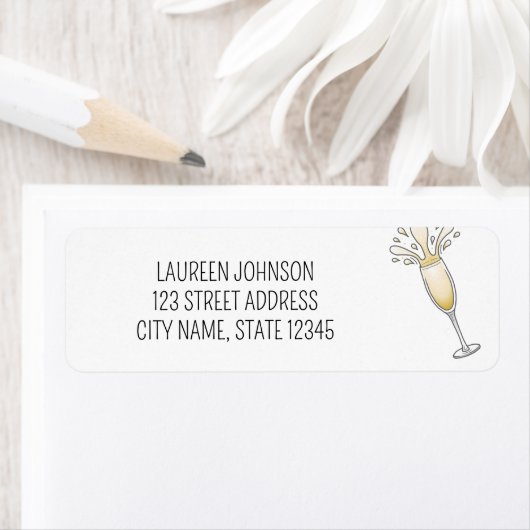 Nieuwjaar champagneglas etiket (Insitu)