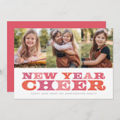 Nieuwjaar Cheer drie fotokleurige feestkaart Feestdagenkaart (Voorkant / Achterkant)