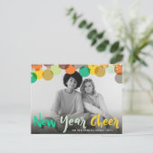 Nieuwjaar Cheer Kleurrijke & Leuke Confetti Stippe Feestdagenkaart (Staand voorkant)