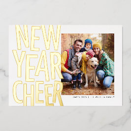 Nieuwjaar Cheer leuk goud één foto confetti Folie  Feestdagenkaart