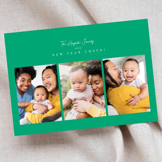 nieuwjaar cheer minimalist 4 foto collage script feestdagenkaart