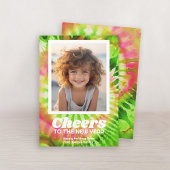 Nieuwjaar Cheer Moderne Kleurrijke Tie Dye - Foto Feestdagenkaart