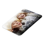 Nieuwjaar Cheer Photo White Script Snowflakes Magneet (Linkerzijde)
