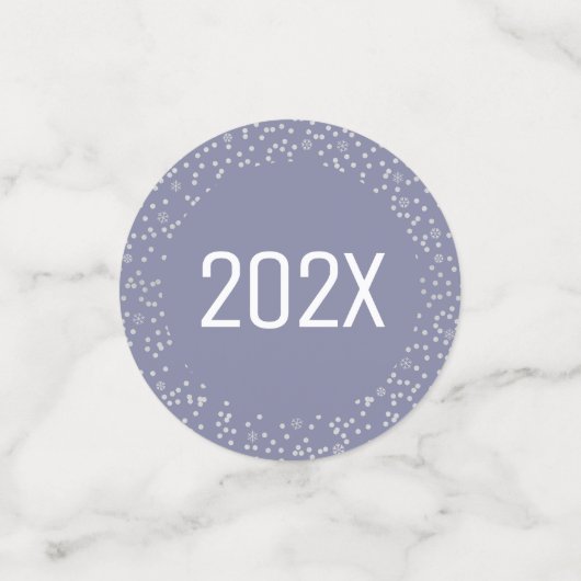 Nieuwjaar Cheer Silver Glitter Script Sneeuwvlokke Confetti (Kleine voorkant)