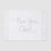 Nieuwjaar Cheer Silver Glitter Snowflakes op wit Tissuepapier (Voorkant)
