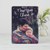 Nieuwjaar Cheer Ticker Tape-foto Feestdagenkaart (Staand voorkant)