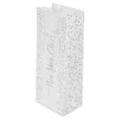 Nieuwjaar Cheer, Zilveren Glitter Sneeuwvlokken op Wijn Cadeautas (Voorkant Gekanteld)