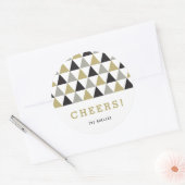Nieuwjaar Cheers Goud Zilver Mod Geometrisch Feest Ronde Sticker (Envelop)