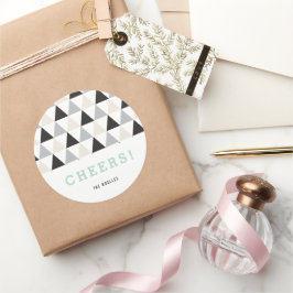 Nieuwjaar Cheers Neutraal Mod Geometric Holiday Ronde Sticker