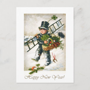  nieuwjaar Chimneysweep Boy Feestdagenkaart