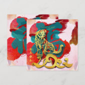 Nieuwjaar Chinese tijger in 2022 Feestdagenkaart (Voorkant / Achterkant)