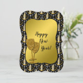 Nieuwjaar Classy Gold, Silver en Black Feestdagenkaart (Staand voorkant)