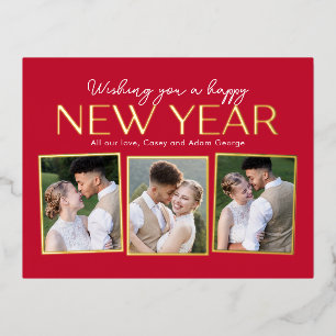 Nieuwjaar Collage FOLIE bewerkbaar kleur Briefkaar Feestdagen Briefkaart