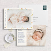 Nieuwjaar Confetti Modern Birth Announcement Feestdagenkaart