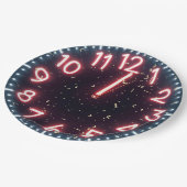 Nieuwjaar Confetti op Neon Clock Papieren Bordje (Gekanteld)