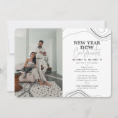 Nieuwjaar coördineert FotoGray Moving Announcement Feestdagenkaart (Voorkant)