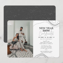 Nieuwjaar coördineert FotoGray Moving Announcement Feestdagenkaart