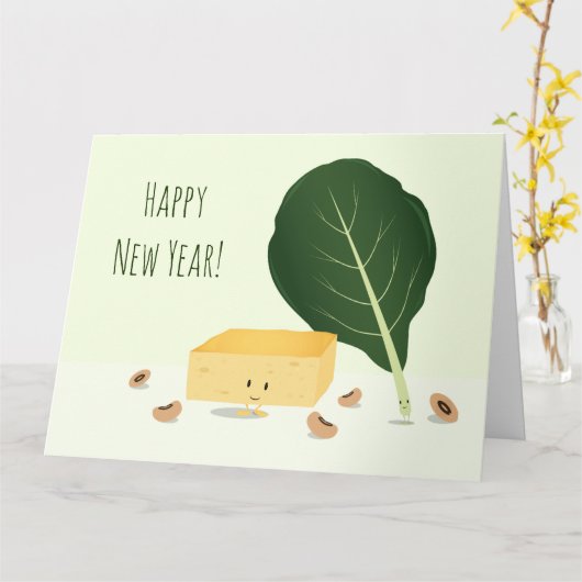 Nieuwjaar Cornbread Black Eye Peas Wenskaart Kaart (Gele Bloem)