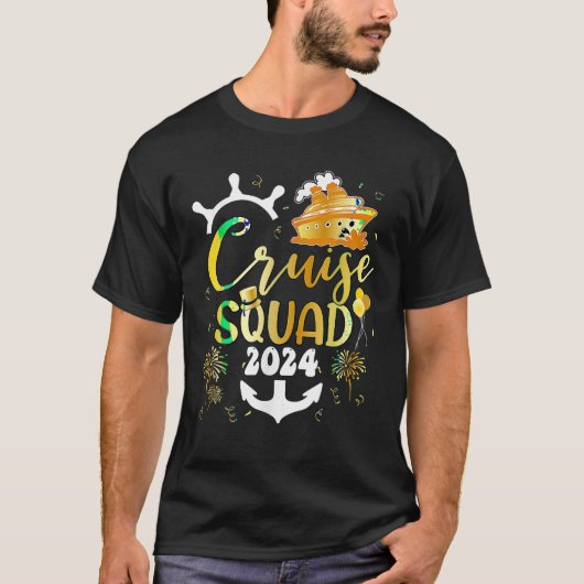 Nieuwjaar Cruise Squad 2024 NYE Party Familie Vaca T-shirt (Voorkant)