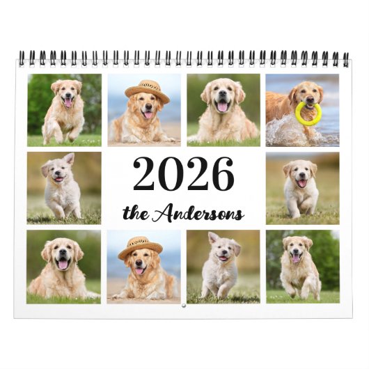Nieuwjaar Custom Photo Family Pet Dog Creëer Simpl Kalender (Hoes)