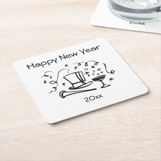 Nieuwjaar dateert kartonnen onderzetters (Schuin)