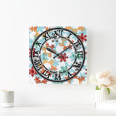 Nieuwjaar decor, kerst, nieuw jaar, sneeuw vierkante klok (Huis)