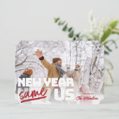 Nieuwjaar dezelfde ons Grappige vakantie fotokaart Feestdagenkaart (Staand voorkant)