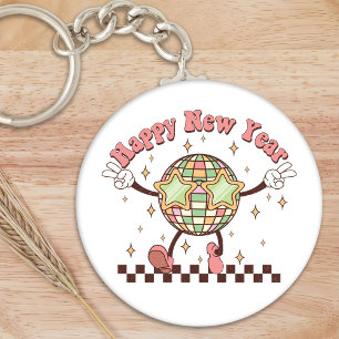 Nieuwjaar Disco Ball Gelukkig Nieuwjaar Retro Sleutelhanger
