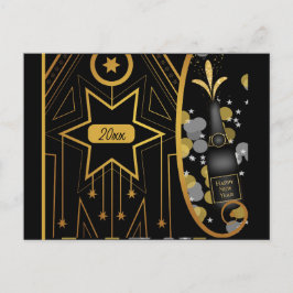 Nieuwjaar  Elegant Art Deco Champagne Briefkaart