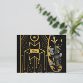 Nieuwjaar Elegant Art Deco Champagne Briefkaart (Staand voorkant)